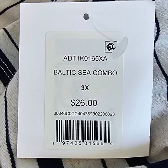 Lace Trim Short Sleeve Stripe Top | 89th & Madison | 3X - Picture 10 of 13